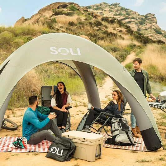 Stay Cool Anywhere with the SOLI Outdoors Inflatable Sun Shade Canopy – Perfect for Beach, Camping, & Backyard Fun