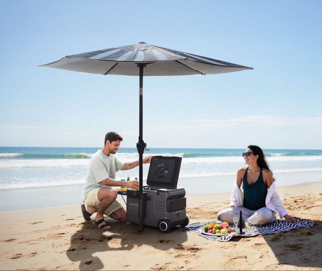 Power Your Beach Days with the Anker Solar Umbrella!