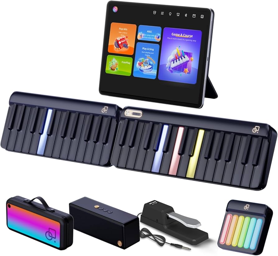 KeyGlow Smart Piano - Portable Smart Piano Keyboard with Rainbow Light Keys