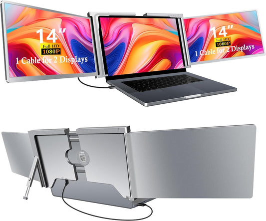 Boost Your Workstation - 14 inch Tri screen portable laptop extender
