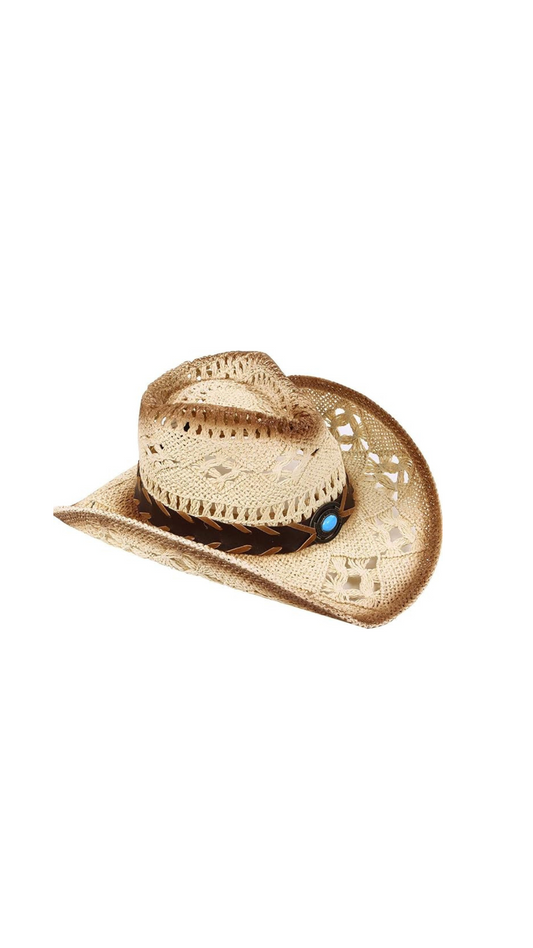 Straw Cowboy Hat - Beige Elegance