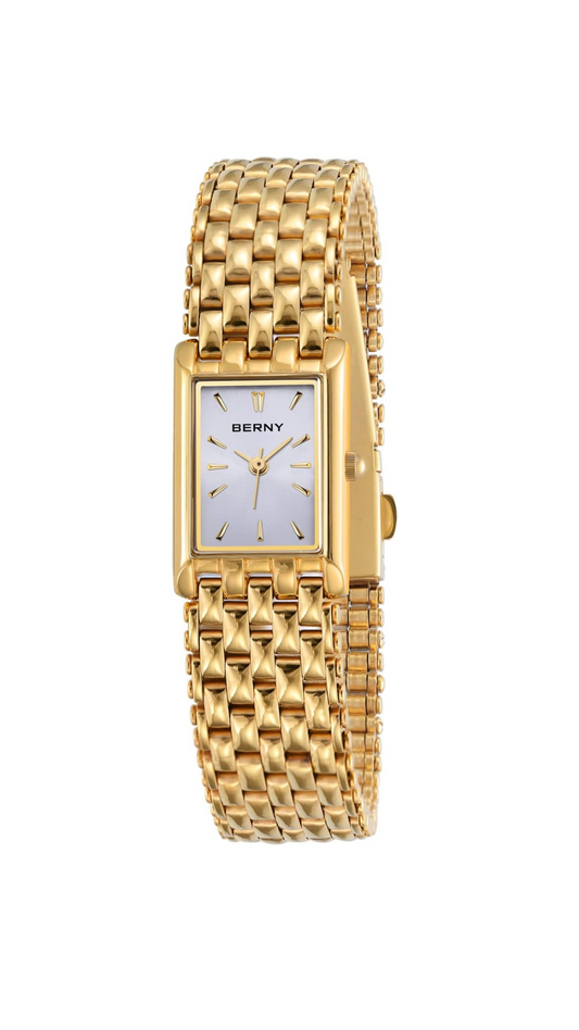 BERNY Gold Watch - Updated Ladies Quartz Wrist Stainless Steel Band