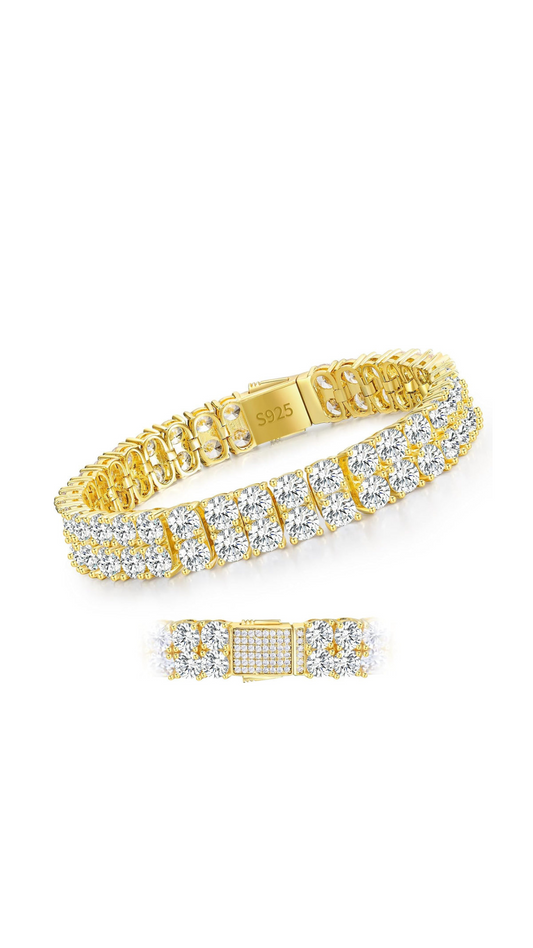 White/Yellow Gold Plated 925 Sterling Silver Bracelet