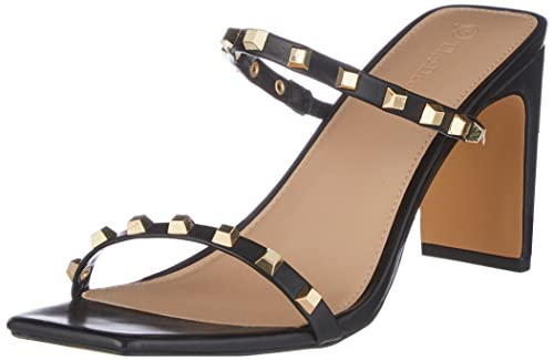 The Drop Avery Square Toe High Heeled Sandal (Black Studded)