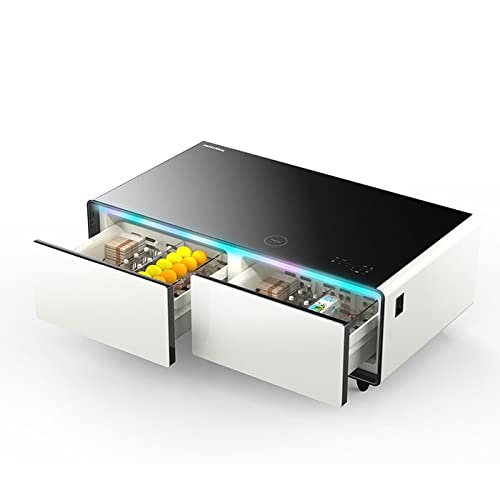 Smart Coffee Table - White, Cold Storage, Wireless Charging, USB