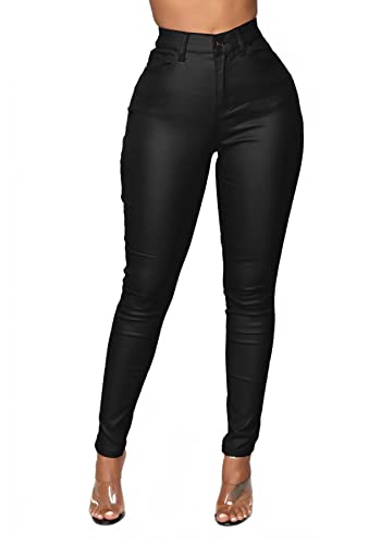 Faux Leather High Waisted Pants with Pockets