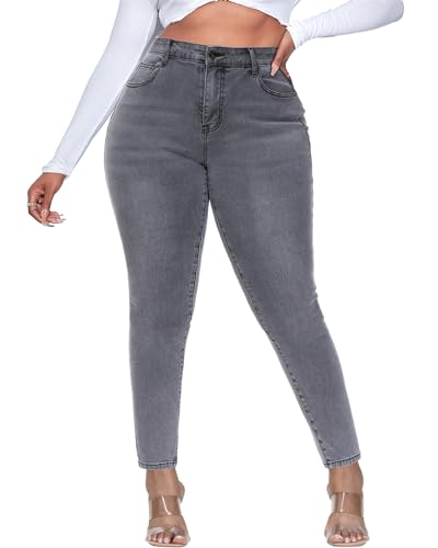 Gray High-Waisted Ankle Skinny Jeans