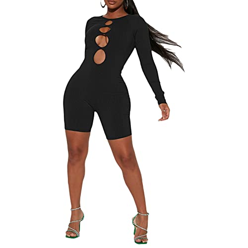 Black Long Sleeve Bodycon Jumpsuit