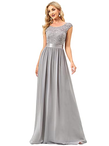 Gray Lace Prom Dress