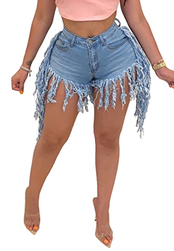 Distressed High Waisted Denim Shorts