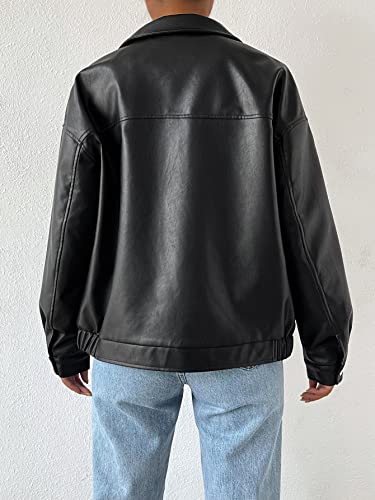 Women's Faux Leather Shacket,Long Sleeve, Zip Up.