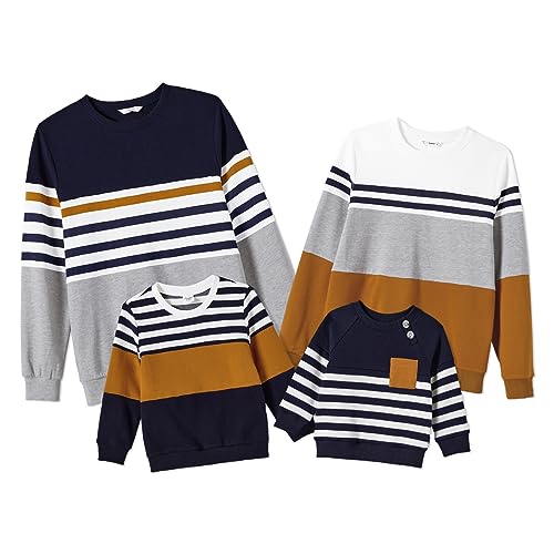 Striped Long Sleeve Pullover Sweatshirt (Royal blue)