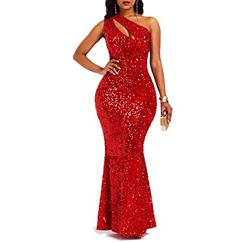 VERWIN Sequins Maxi Bodycon Dress, Red