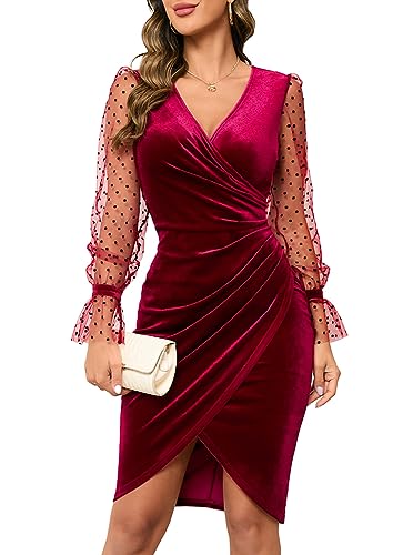 Wine Red Velvet Sheath Dress - The Superstacks