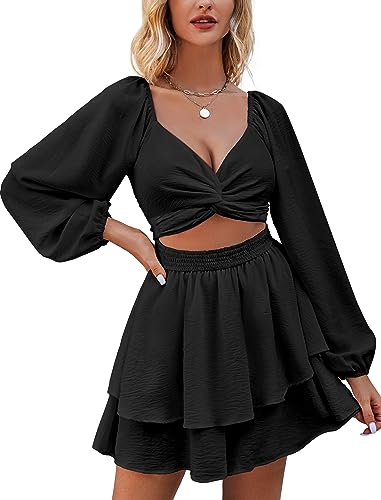 Sexy V Neck Romper: Long Sleeve, Twist Detail