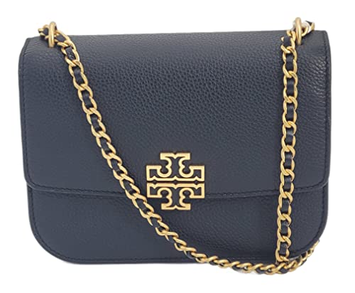Tory Burch Britten Small Shoulder Bag (Black Pebbled Leather, Gold Hardware)