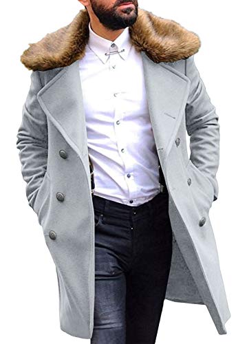 Winter Trench Overcoat with Faux Fur Collar