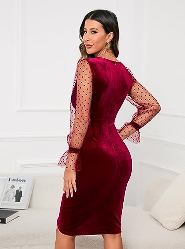 Wine Red Velvet Sheath Dress - The Superstacks