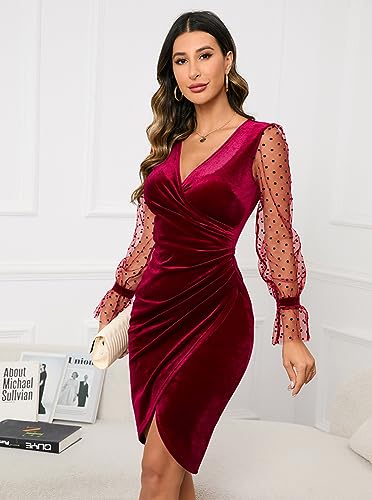 Wine Red Velvet Sheath Dress - The Superstacks