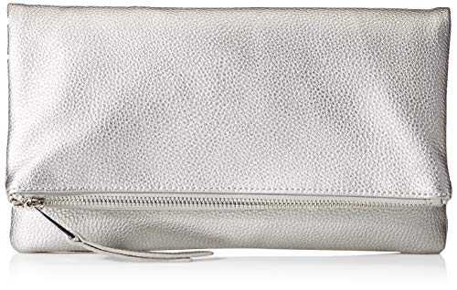 The Drop Southampton Zipper Foldover Clutch (Metallic Silver)