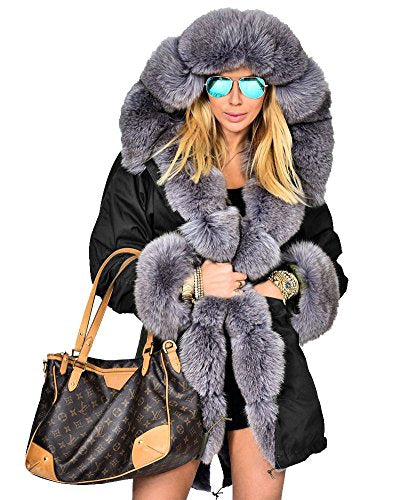 Women's Hooded Camouflage Winter Coat, Faux Fur