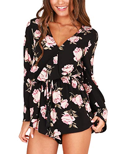 Floral Print Long Sleeve Romper Playsuit