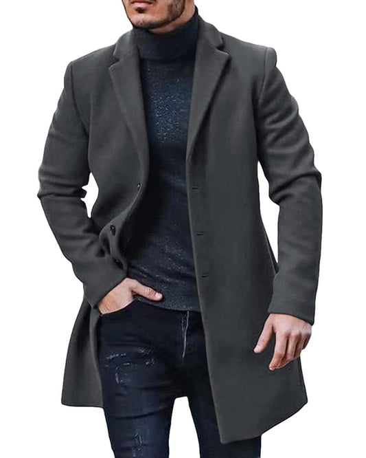 Dark Grey Slim Fit Trench Coat