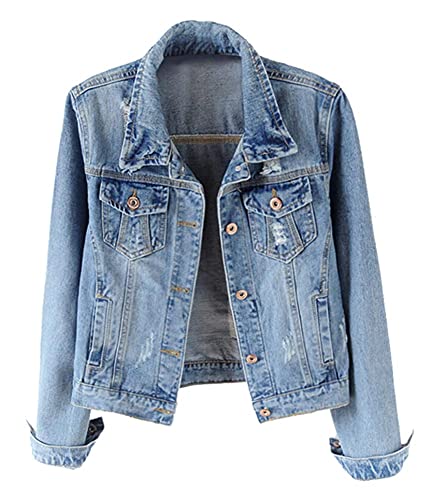 Women's Denim Jacket, Ripped, Long Sleeve