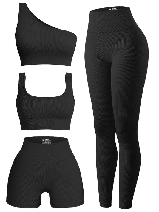 Women's 4-Piece Ribbed Active Set