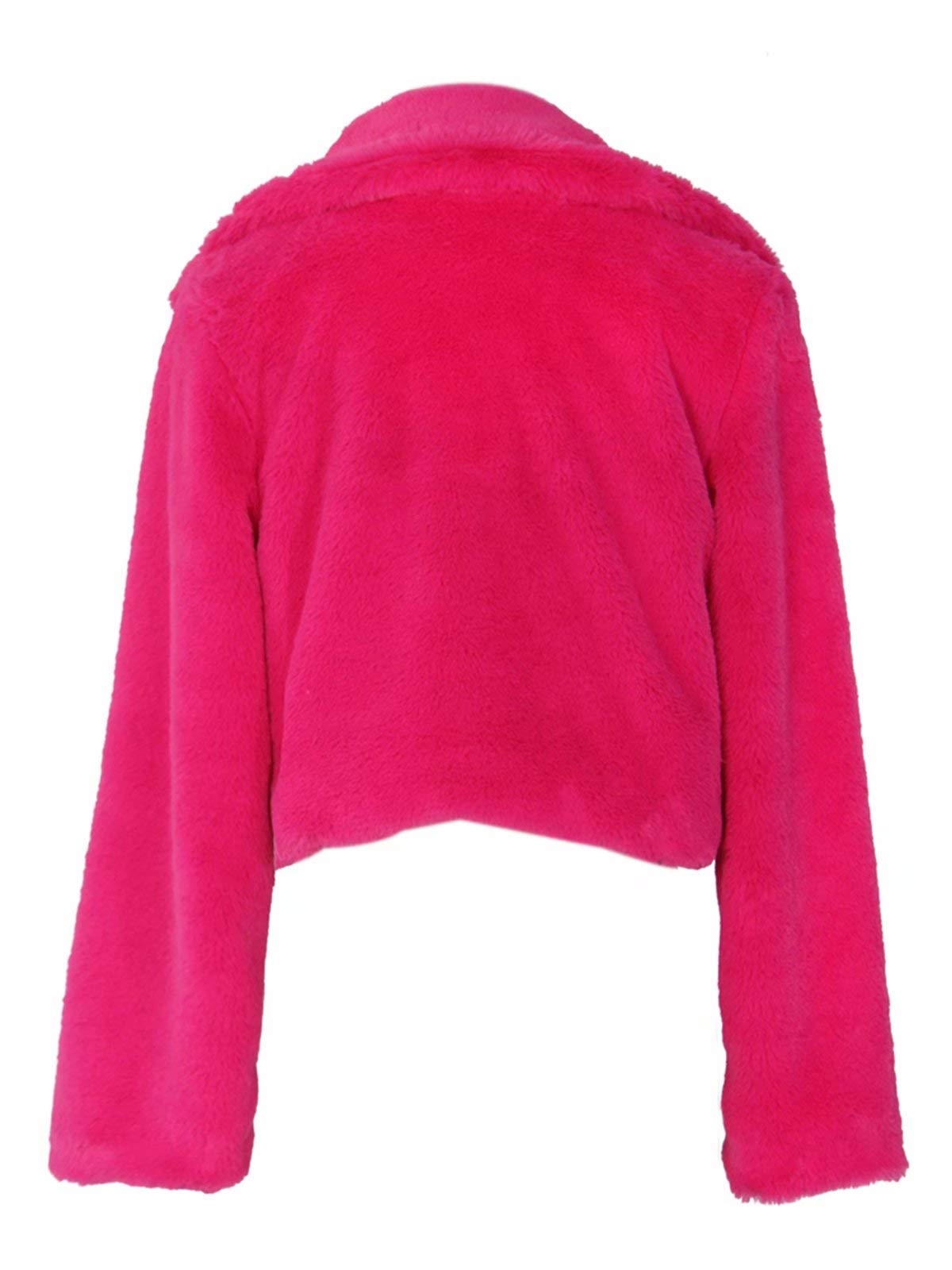 Women's Winter Faux Fur Short Jacket, Deep Pink