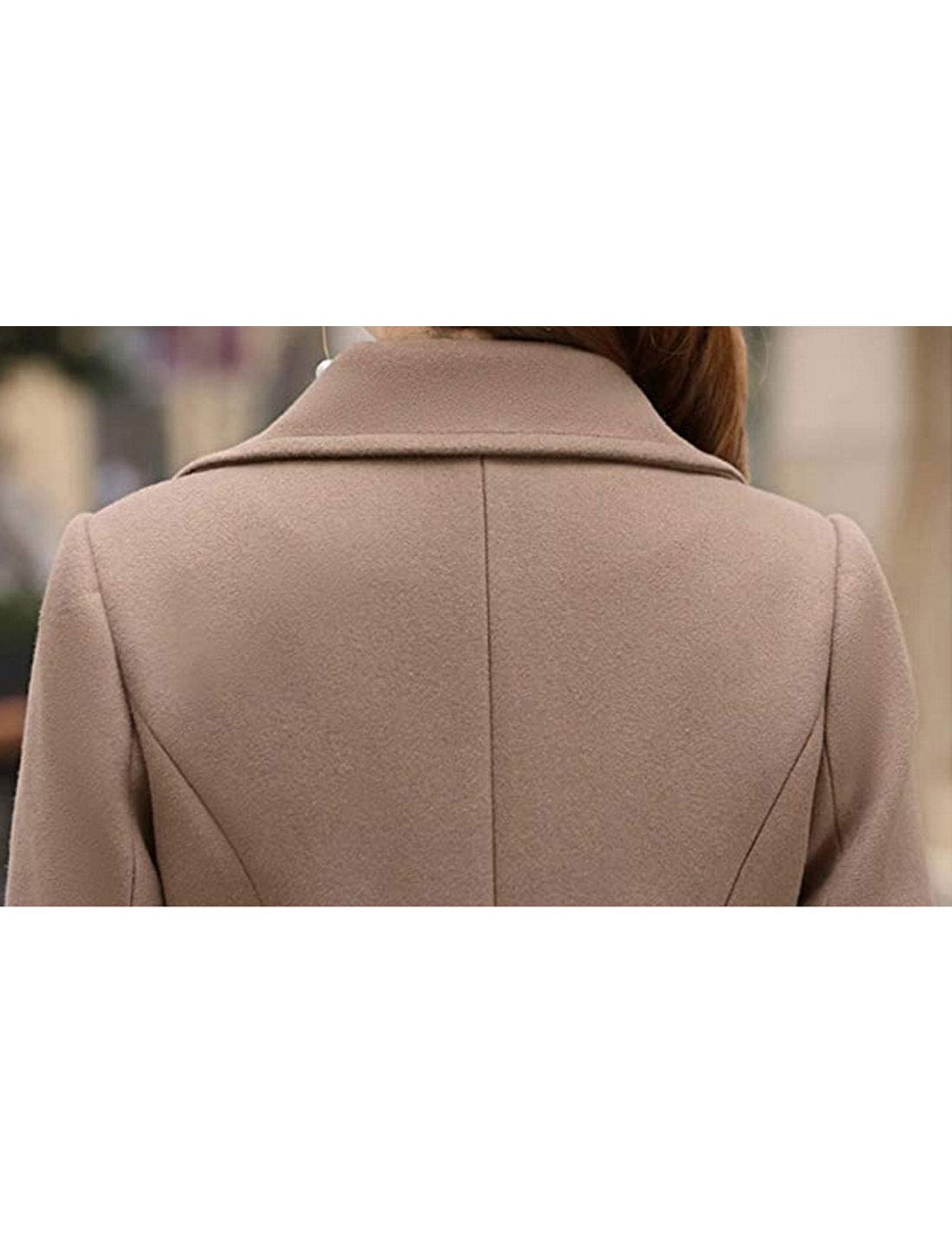 Women's Camel Wool Blend Coat, Mid-Long, Double-Breasted