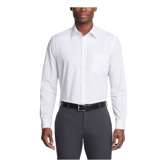 Van Heusen Men's Regular Fit Poplin Solid Dress Shirt, White