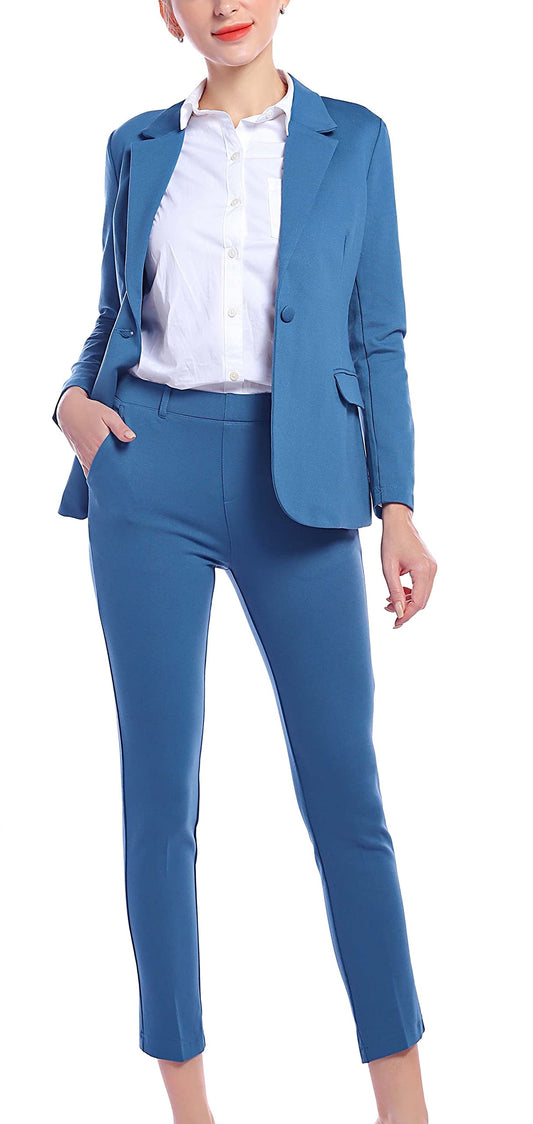 Business Blazer Pant Suit Set (Moroccan Blue)