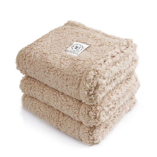 3-Pack Fluffy Pet Blankets - Premium Fleece, Soft Sherpa Throw for Dog, Cat