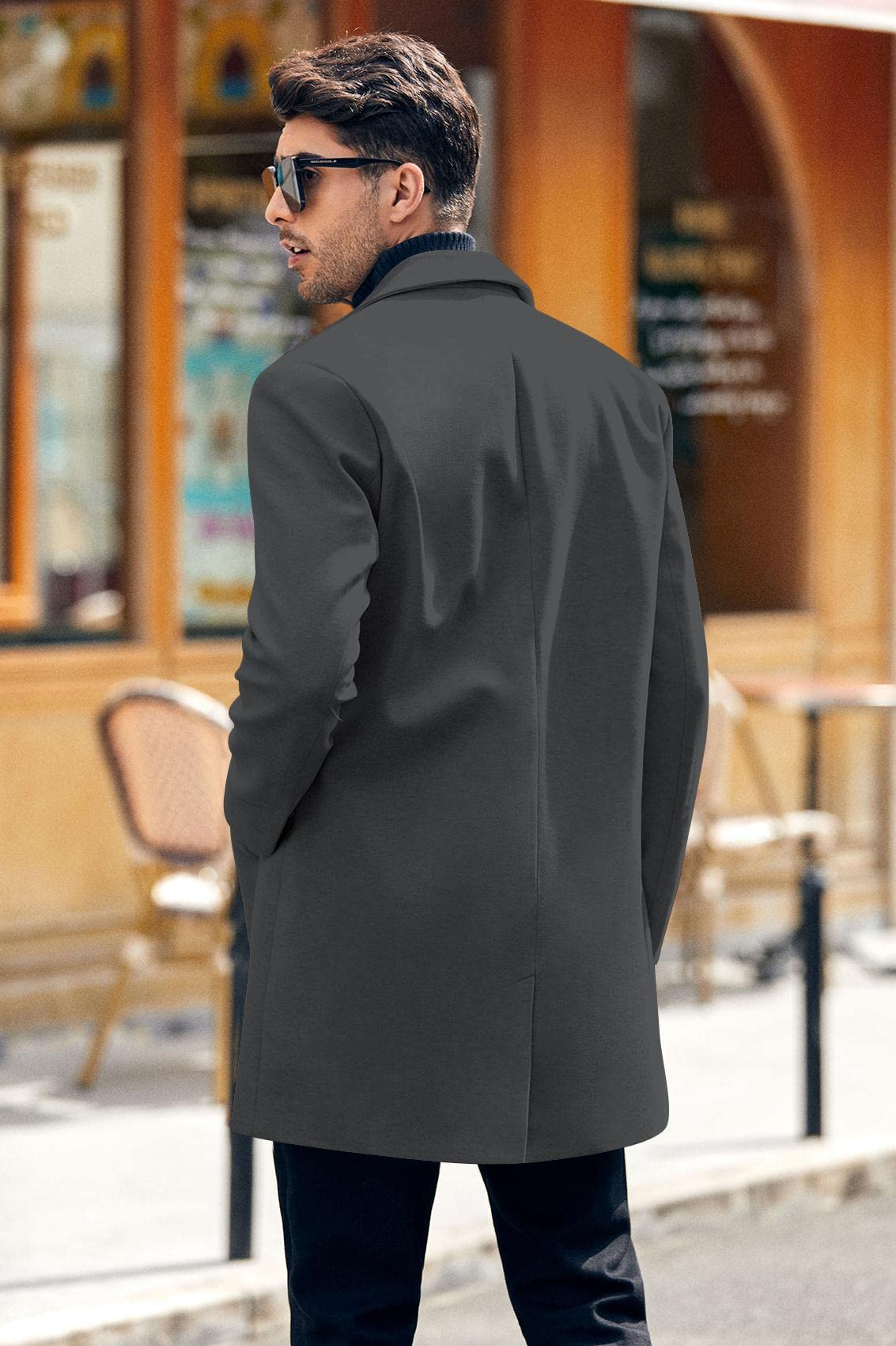 Dark Grey Slim Fit Trench Coat