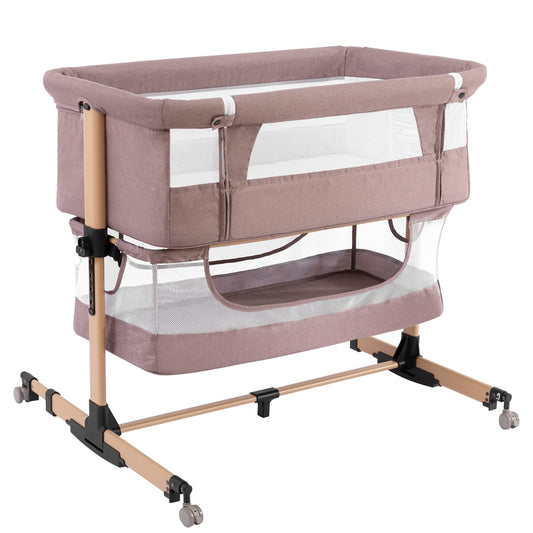 nordmiex 3 in 1 Adjustable Portable Crib, Bassinet and Bed for Infants - Khaki