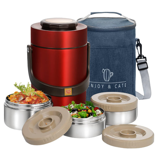 Hot Food Thermos - 3-Layer Stackable, Ideal for Office, School, and Outdoor Meals with Lunch Bag