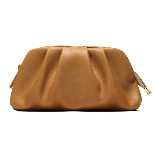 Gemma Vegan Leather Clutch - Formal, Pleated, Weddings